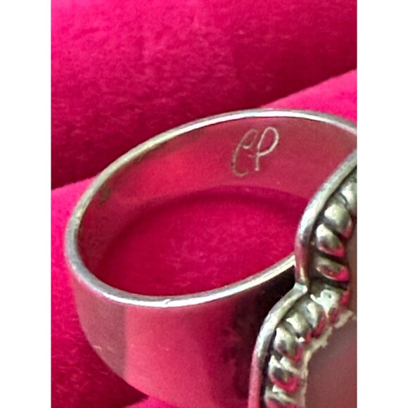 Carolyn Pollack Relios Mother Of Pearl Cross 925 Silver Ring 6.75 - Picture 4 of 8